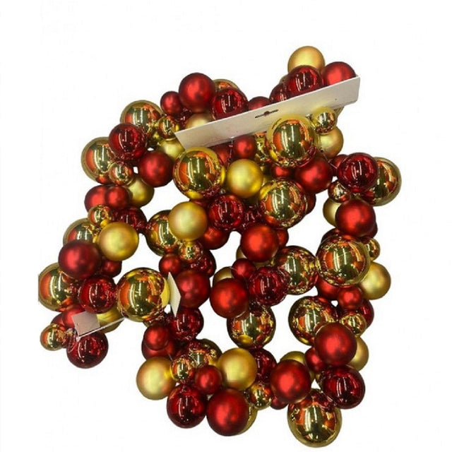Ghirlanda di Palle Rosse e Dorate 9x8x180 cm