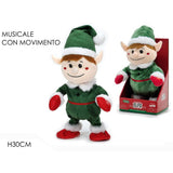 Elfo Natalizio con Musica e Movimento H.30 cm