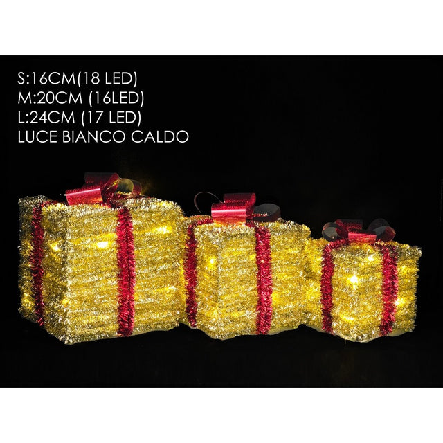 Pacchi Regalo con Led Set 3 pz