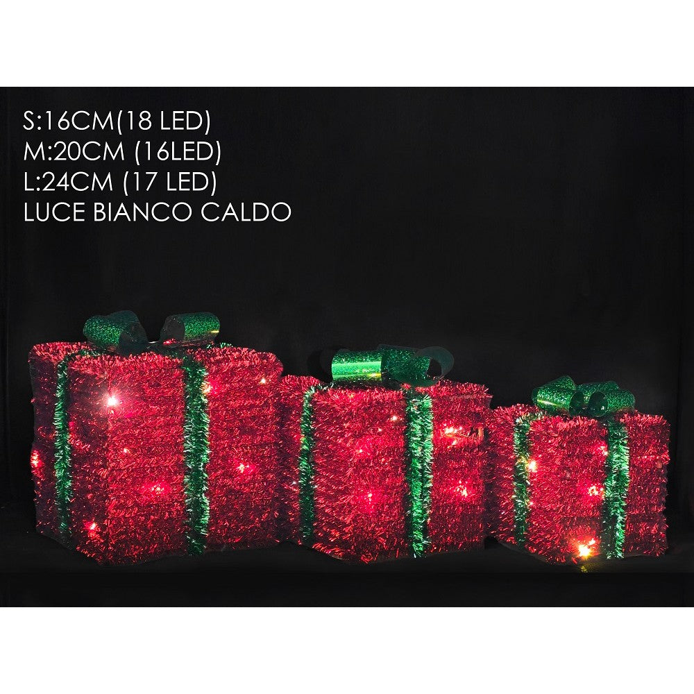 Pacchi Regalo con Led Set 3 pz