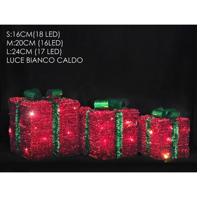 Pacchi Regalo con Led Set 3 pz