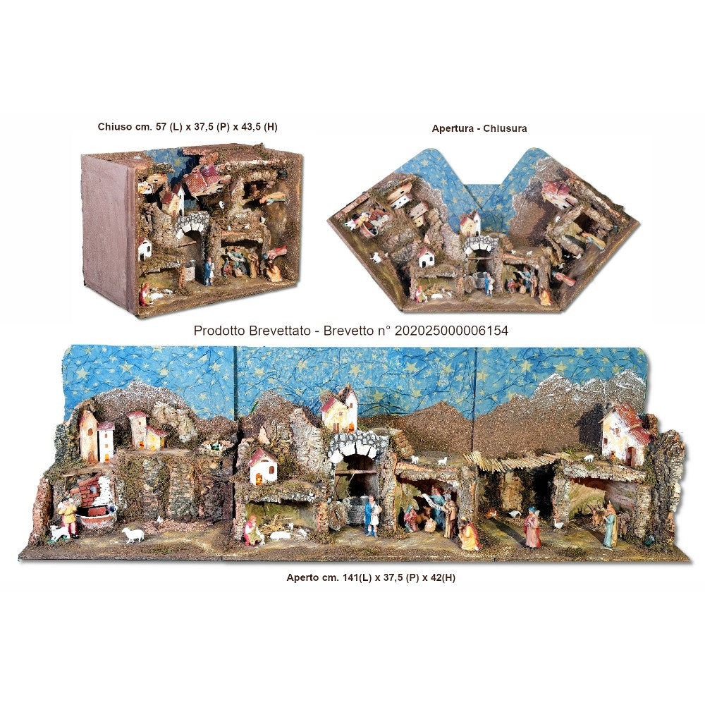 Preselibro Presepe apribile con grotta 57x37,5x43,5 cm
