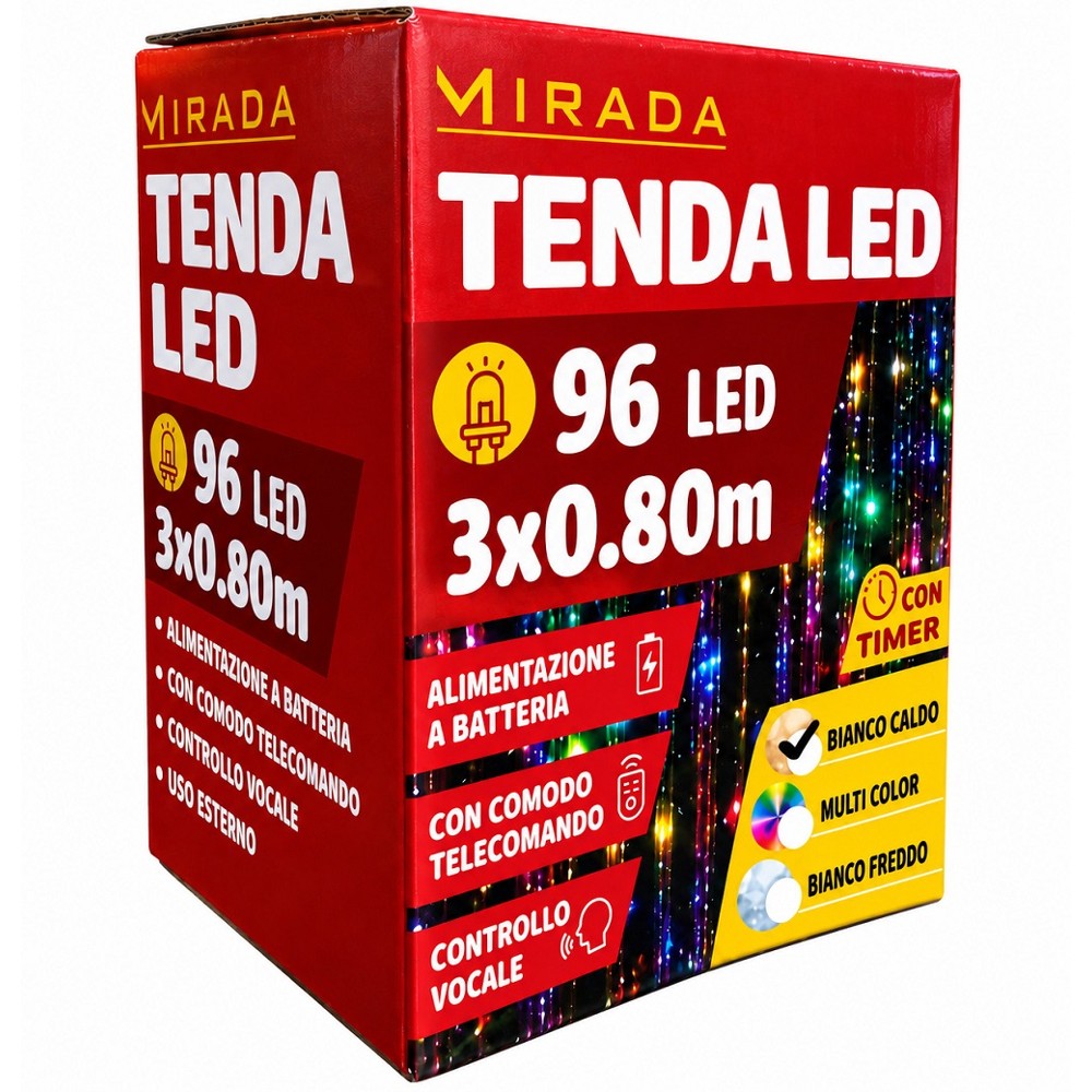 Tenda a Batteria 96 Led Bianco Caldo 3X0.80 mt