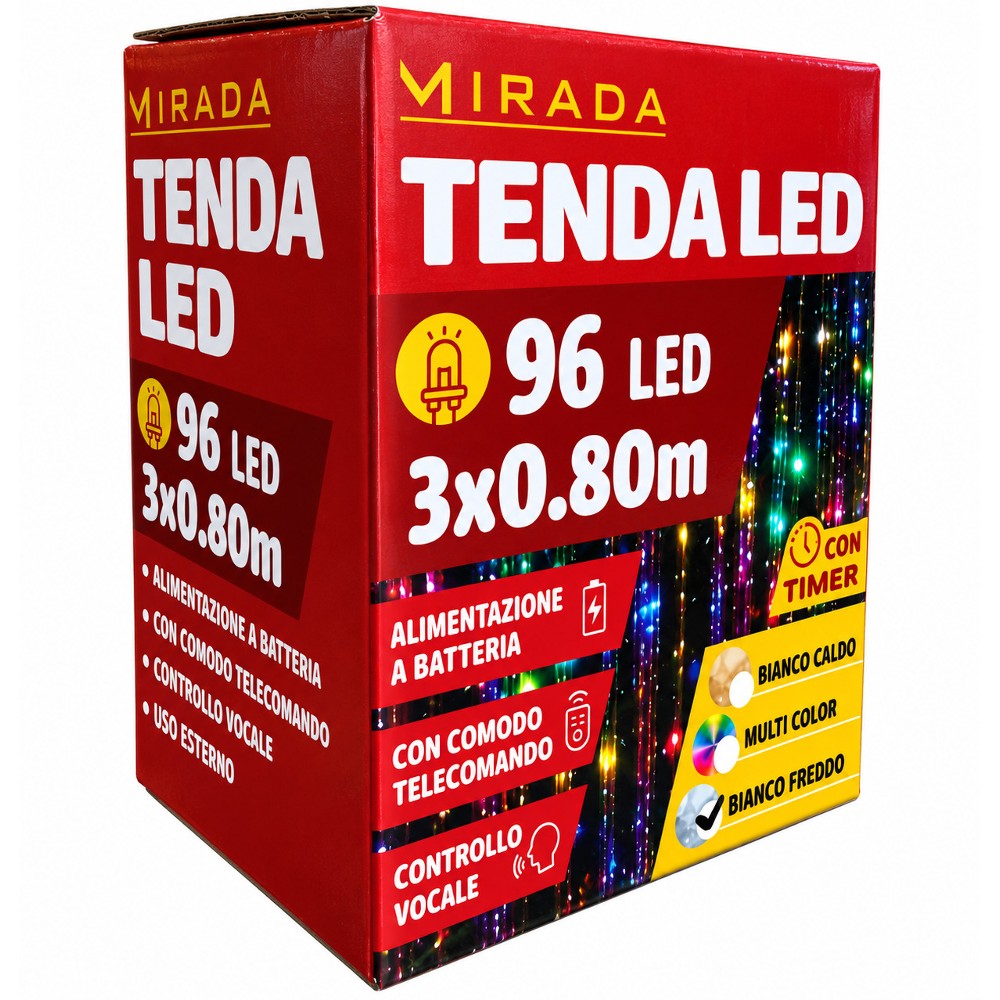 Tenda a Batteria 96 Led Bianco Freddo 3X0.80 mt