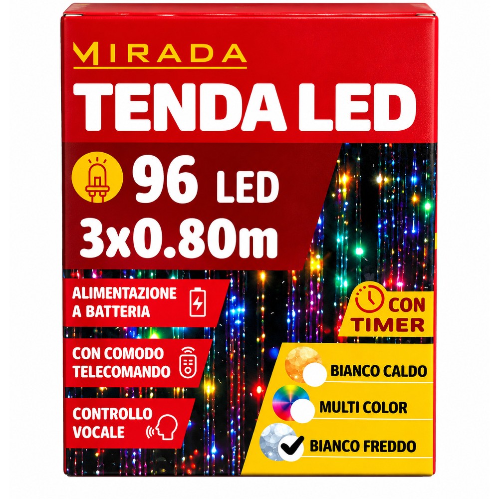 Tenda a Batteria 96 Led Bianco Freddo 3X0.80 mt - immagine 3