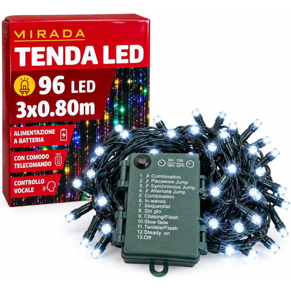 Tenda a Batteria 96 Led Bianco Freddo 3X0.80 mt - immagine 2
