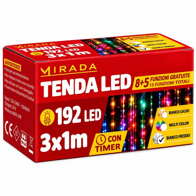 Tenda 192 Led Bianco Freddo 3X1 mt