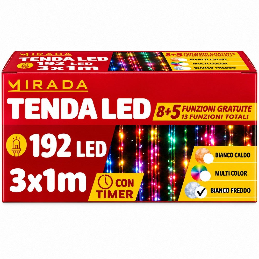 Tenda 192 Led Bianco Freddo 3X1 mt - immagine 3