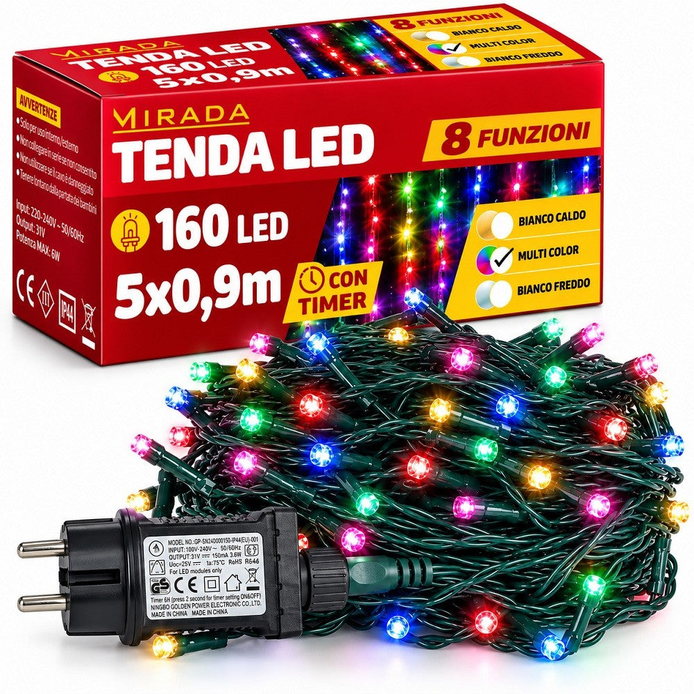 Tenda 160 Led Multicolor 5X0,9 mt - immagine 2