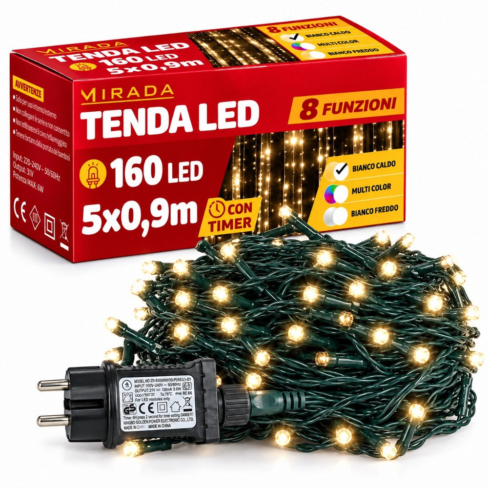 Tenda 160 Led  Bianco Caldo 5X0,9 mt - immagine 2