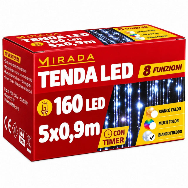 Tenda 160 Led  Bianco Freddo 5X0,9 mt