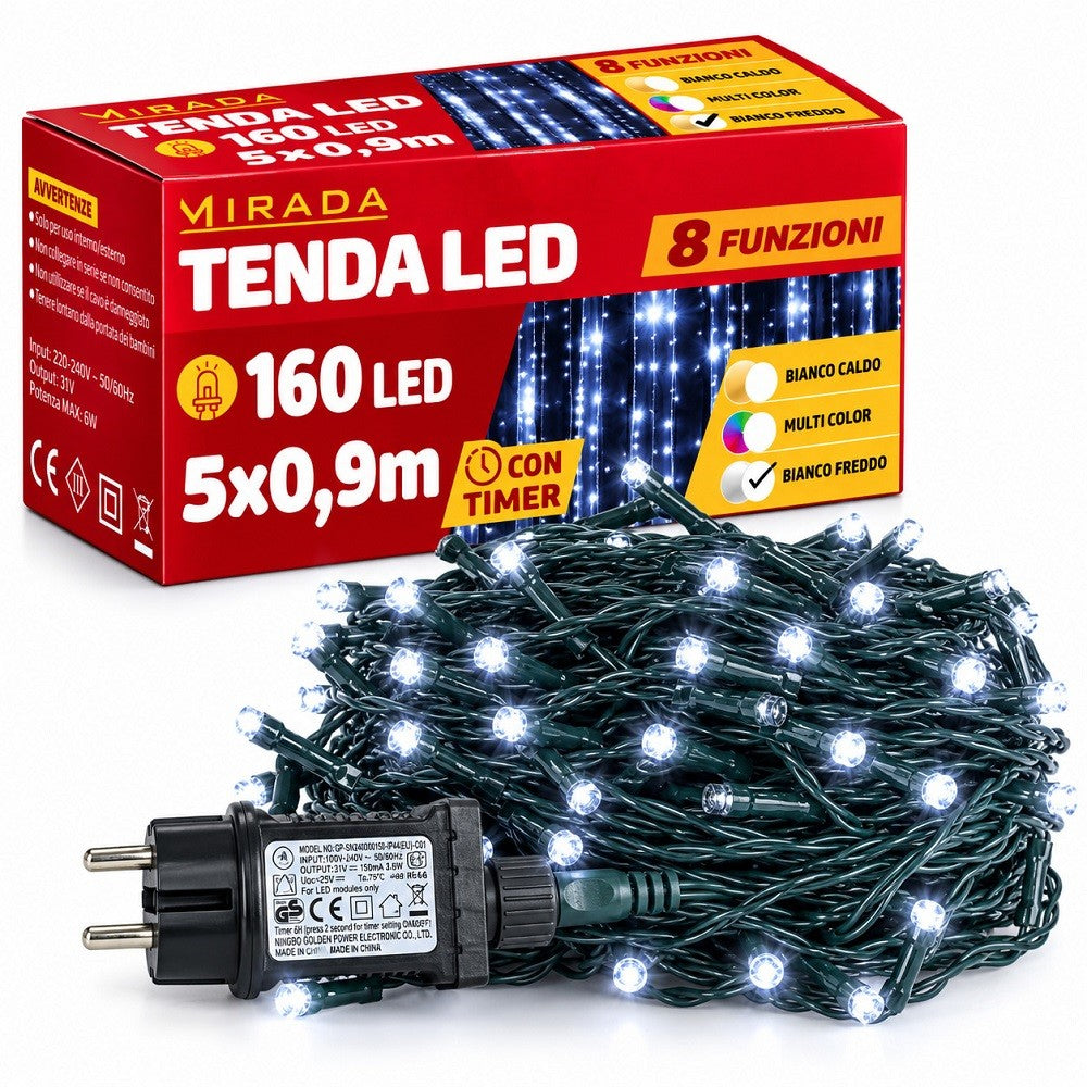 Tenda 160 Led  Bianco Freddo 5X0,9 mt - immagine 2