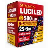 Luci di Natale 500 Led Multicolor Cavo Trasparente