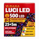 Luci di Natale 500 Led Multicolor Cavo Trasparente - immagine 3