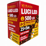 Luci di Natale 500 Led Bianco Caldo Cavo Trasparente