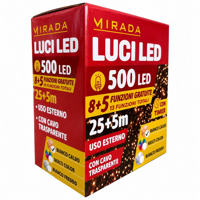 Luci di Natale 500 Led Bianco Caldo Cavo Trasparente
