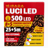 Luci di Natale 500 Led Bianco Caldo Cavo Trasparente - immagine 3