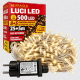 Luci di Natale 500 Led Bianco Caldo Cavo Trasparente - immagine 2