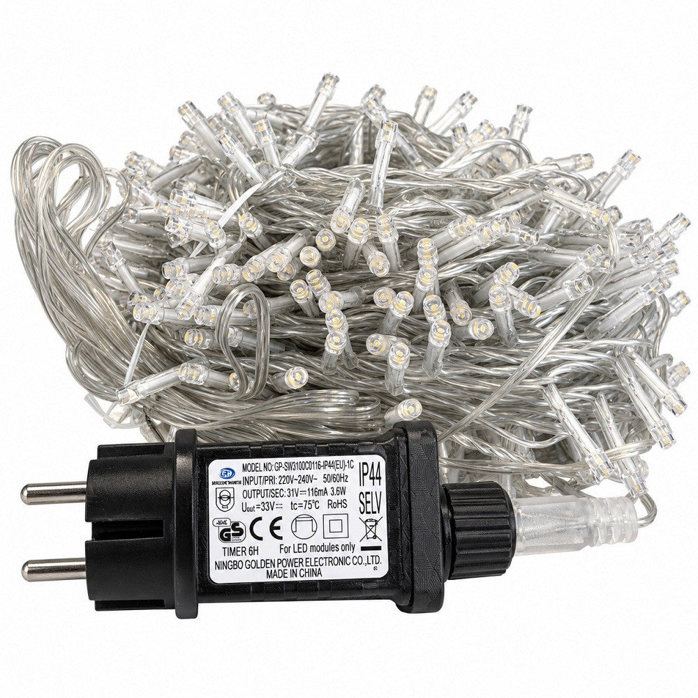 Luci di Natale 500 Led Bianco Caldo Cavo Trasparente - immagine 4