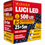 Luci di Natale 500 Led Bianco Freddo Cavo Trasparente
