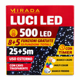 Luci di Natale 500 Led Bianco Freddo Cavo Trasparente - immagine 3