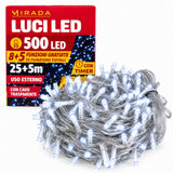 Luci di Natale 500 Led Bianco Freddo Cavo Trasparente - immagine 2