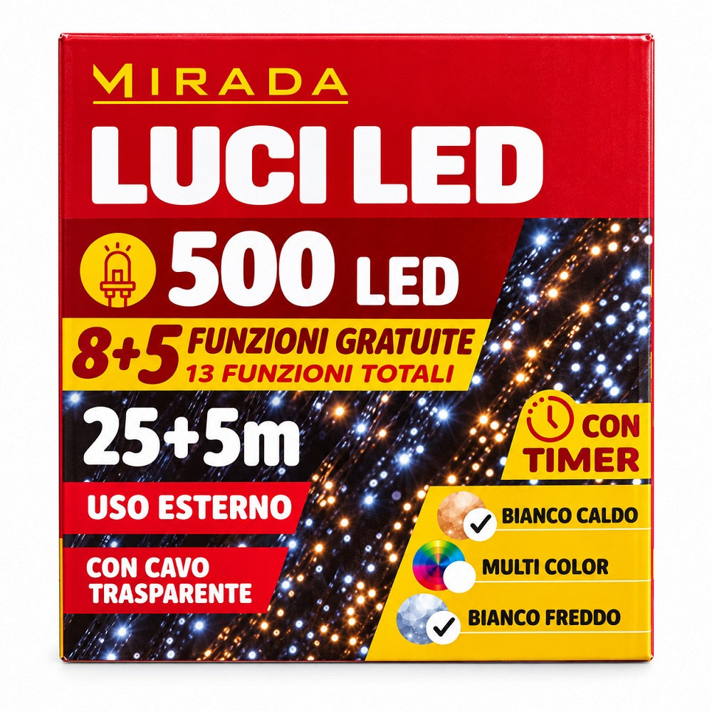 Luci di Natale 500 Led Bianco Caldo/Freddo - immagine 3