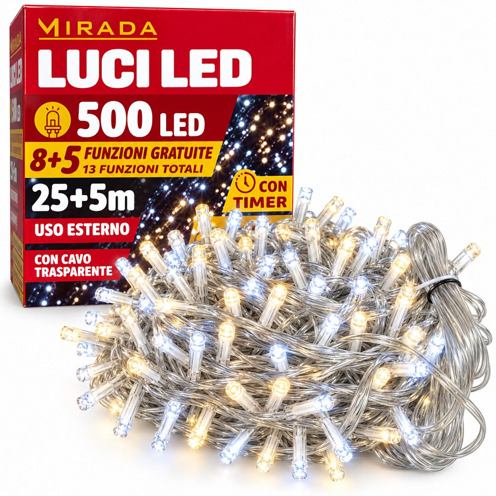 Luci di Natale 500 Led Bianco Caldo/Freddo - immagine 2