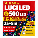 Luci di Natale 500 Led Multicolor Cavo Verde - immagine 3