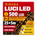 Luci di Natale 500 Led Bianco Caldo Cavo Verde - immagine 3