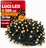 Luci di Natale 500 Led Bianco Caldo Cavo Verde - immagine 2