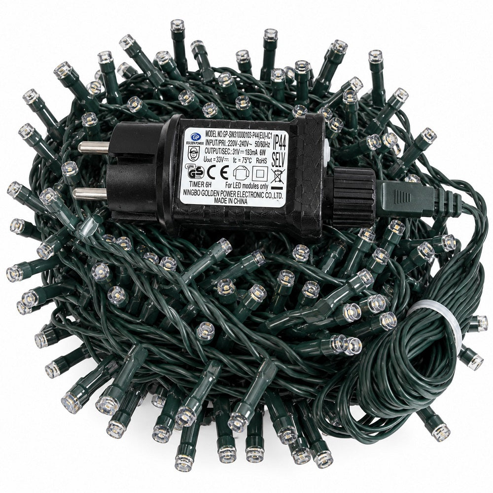 Luci di Natale 500 Led Bianco Caldo Cavo Verde - immagine 4