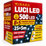 Luci di Natale 500 Led Bianco Freddo Cavo Verde