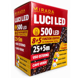Luci di Natale 500 Led Bianco Caldo/Freddo Cavo Verde