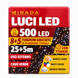 Luci di Natale 500 Led Bianco Caldo/Freddo Cavo Verde - immagine 3