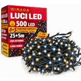 Luci di Natale 500 Led Bianco Caldo/Freddo Cavo Verde - immagine 2