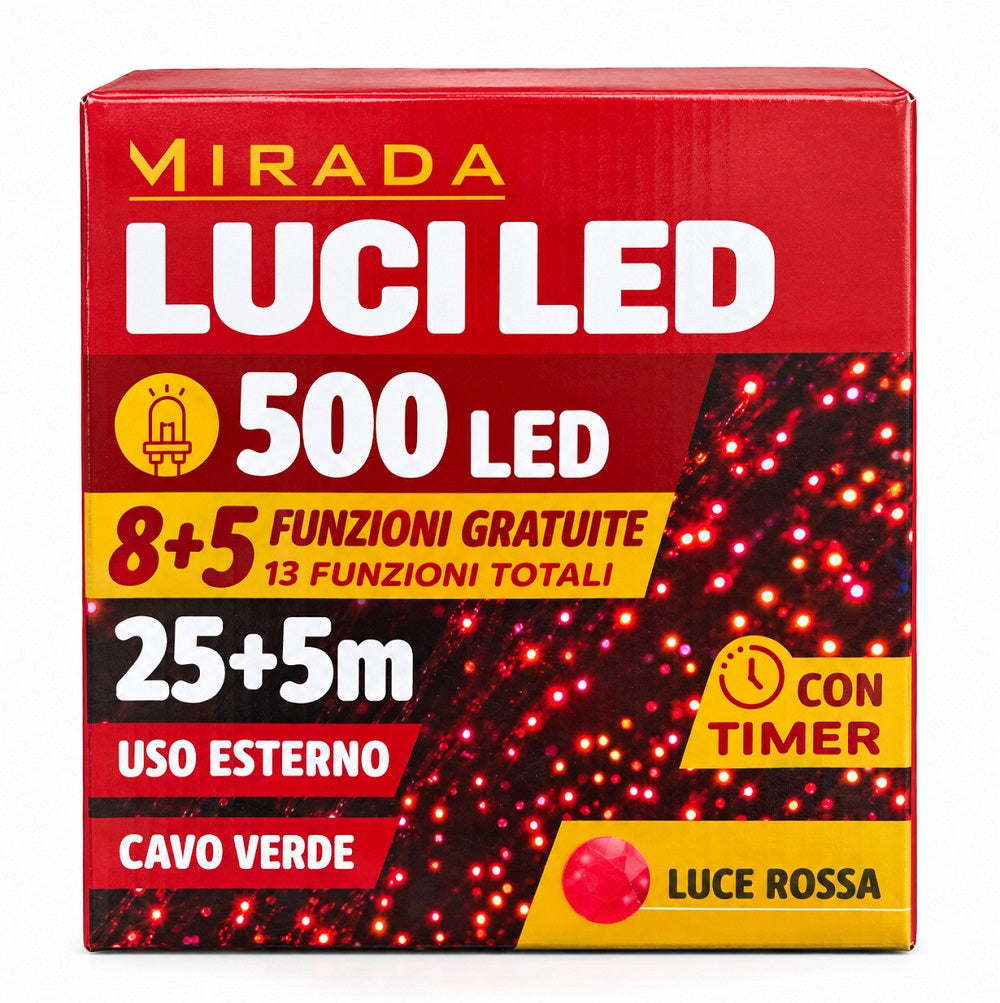 Luci di Natale 500 Led da Esterno Rosso - immagine 2