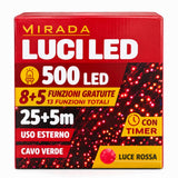 Luci di Natale 500 Led da Esterno Rosso - immagine 2