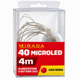 Luci 40 Microled Rosso a Batteria 4 mt