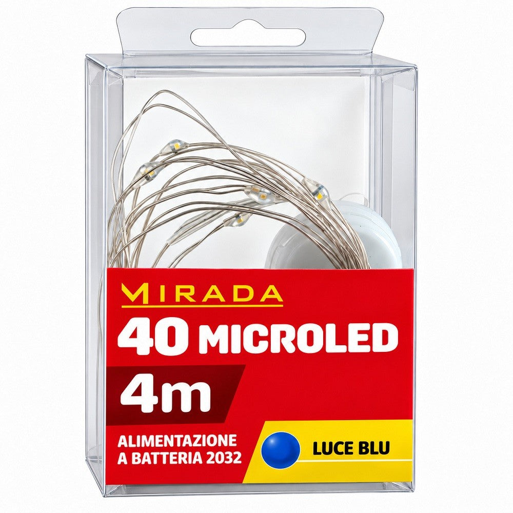 Luci 40 Microled Blu a Batteria 4 mt