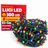 Luci di Natale 300 Led Multicolor Cavo Verde - immagine 2