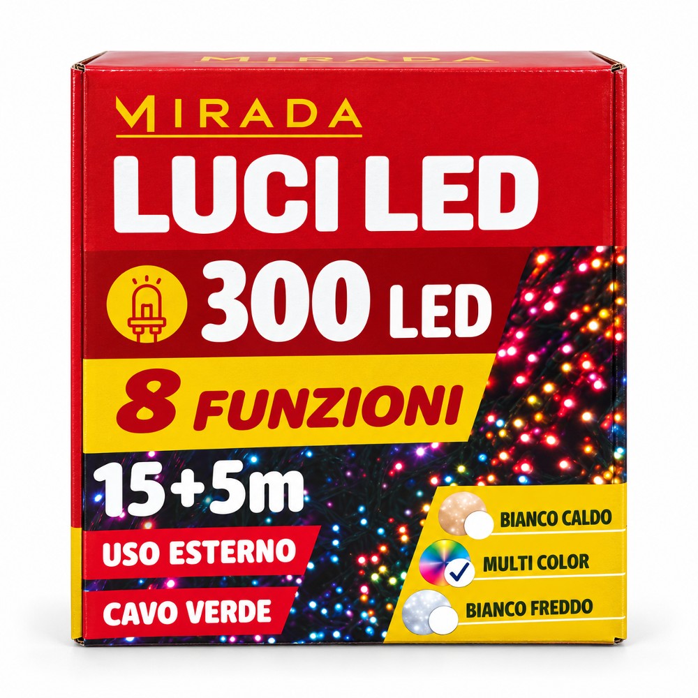 Luci di Natale 300 Led Multicolor Cavo Verde - immagine 3