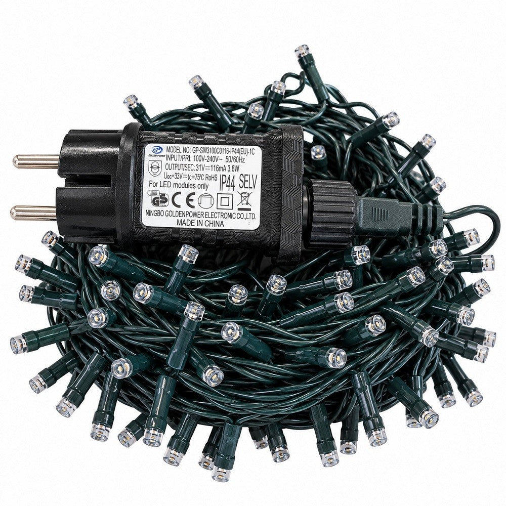 Luci di Natale 300 Led Bianco Caldo Cavo Verde - immagine 4