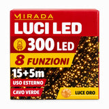 Luci di Natale 300 Led Oro Cavo Verde - immagine 3
