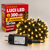 Luci di Natale 300 Led Oro Cavo Verde - immagine 2