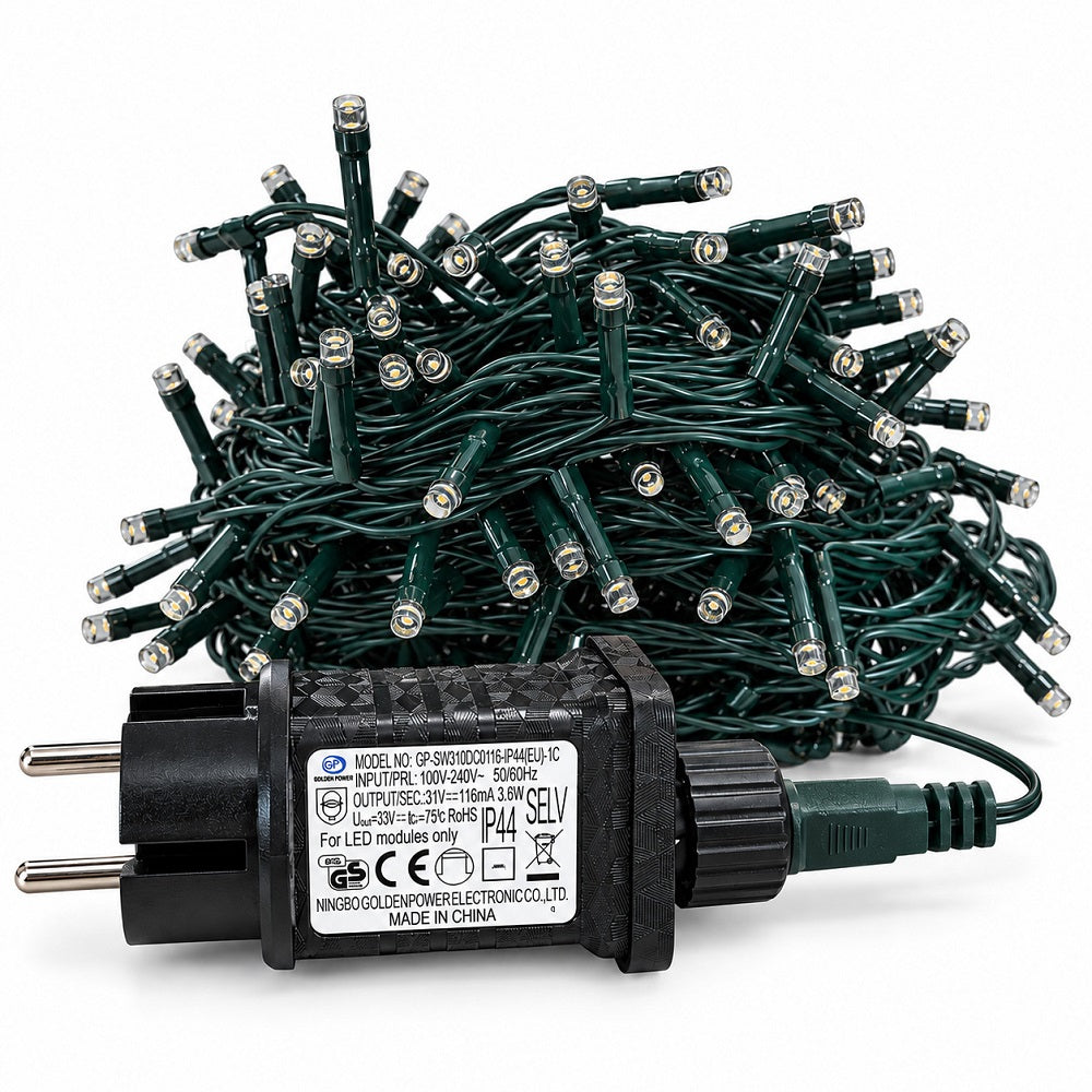 Luci di Natale 300 Led Oro Cavo Verde - immagine 4