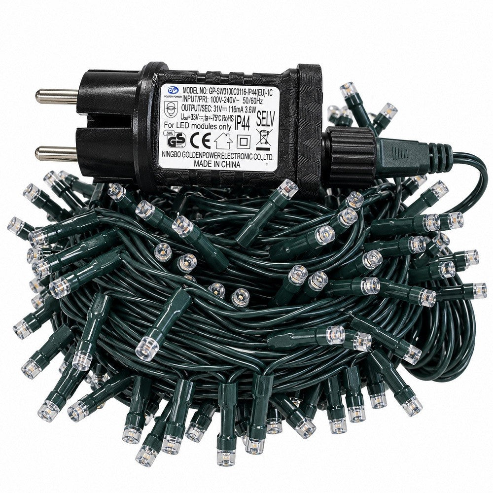 Luci di Natale 300 Led Rossi Cavo Verde - immagine 4