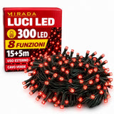 Luci di Natale 300 Led Rossi Cavo Verde - immagine 2