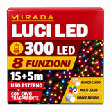 Luci di Natale 300 Led Multicolor Cavo Trasparente - immagine 3