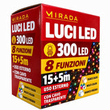 Luci di Natale 300 Led Multicolor Cavo Trasparente
